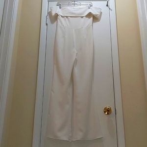 By The Way x Revolve Aubrey White Off the Shoulder Drape One Piece Jumpsuit